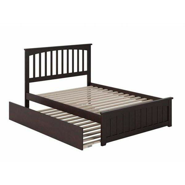 Atlantic Furniture Bed espresso Mission Full Platform Bed with Matching Foot Board with Full Size Urban Trundle Bed in Espresso