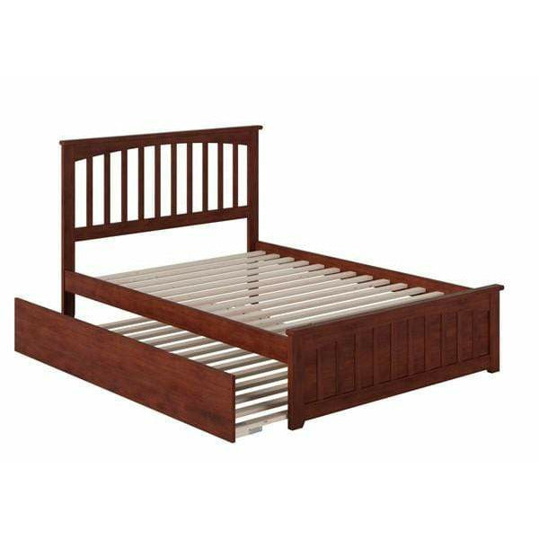 Atlantic Furniture Bed Mission Full Platform Bed with Matching Foot Board with Full Size Urban Trundle Bed in Espresso