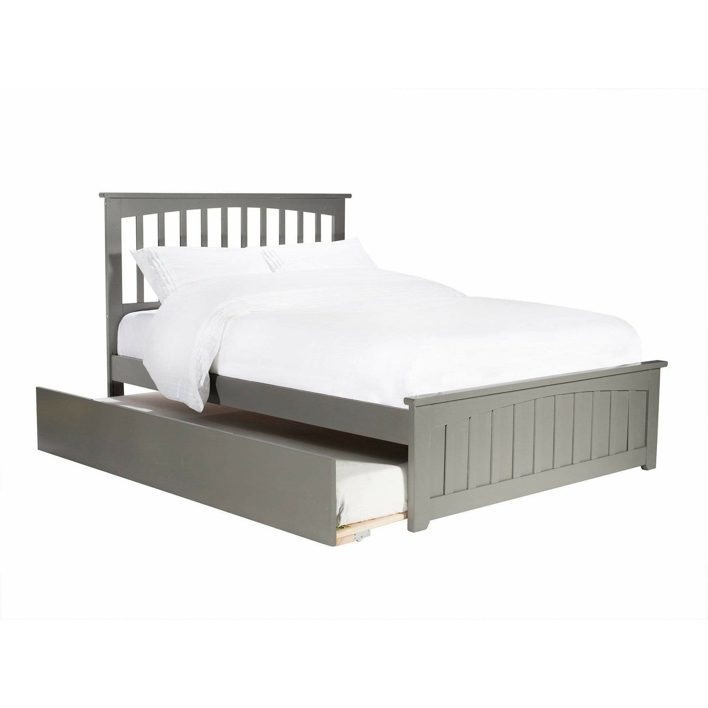 Atlantic Furniture Bed Mission Full Platform Bed with Matching Foot Board with Twin Size Urban Trundle Bed in Espresso