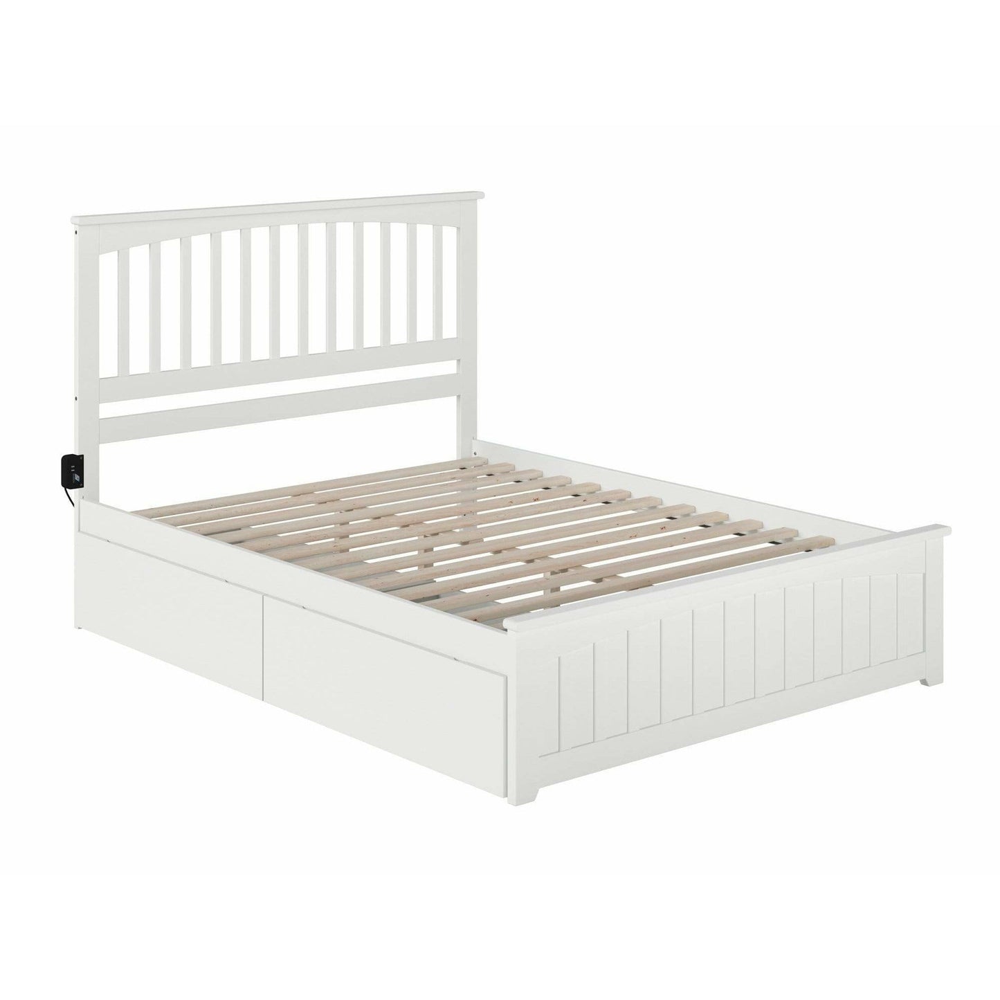 Atlantic Furniture Bed Mission Queen Platform Bed with Matching Foot Board with 2 Urban Bed Drawers in Espresso