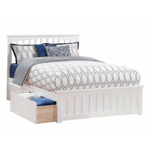 Atlantic Furniture Bed Mission Queen Platform Bed with Matching Foot Board with 2 Urban Bed Drawers in Espresso