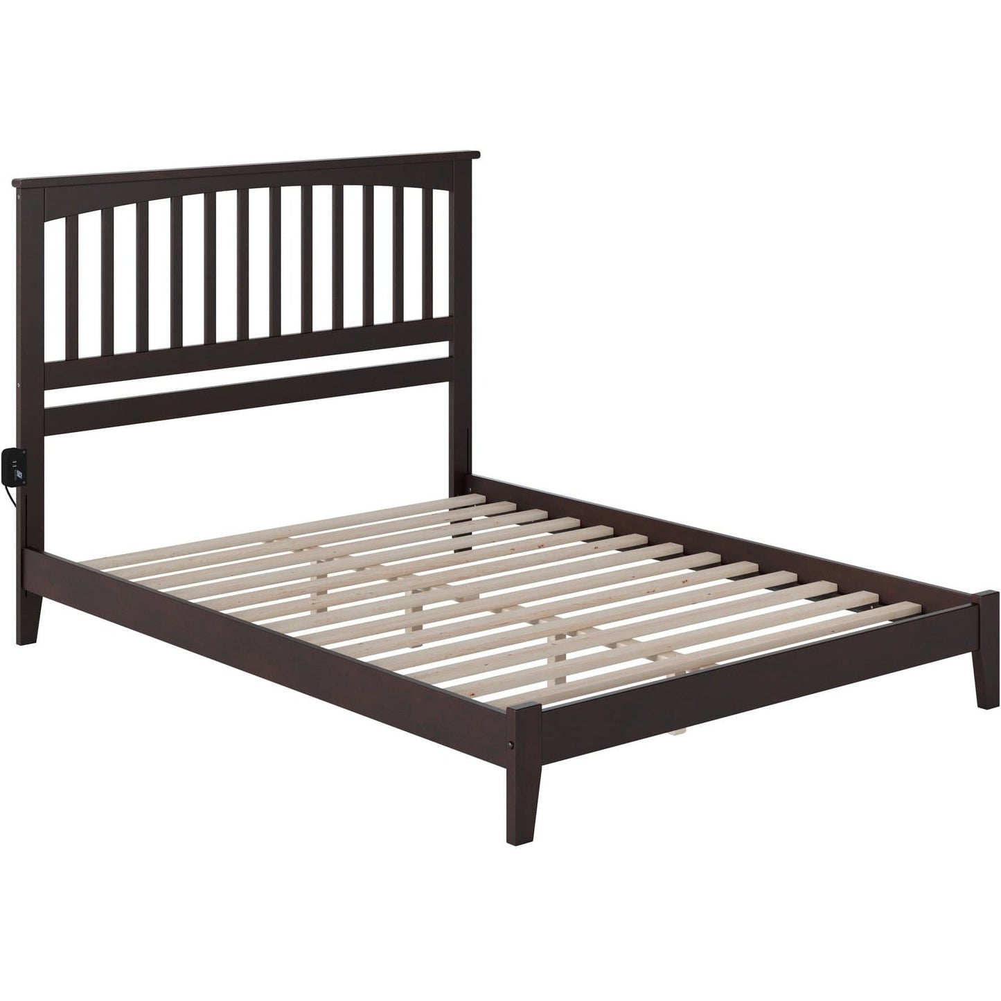 Atlantic Furniture Bed Mission Queen Platform Bed with Open Foot Board in Espresso
