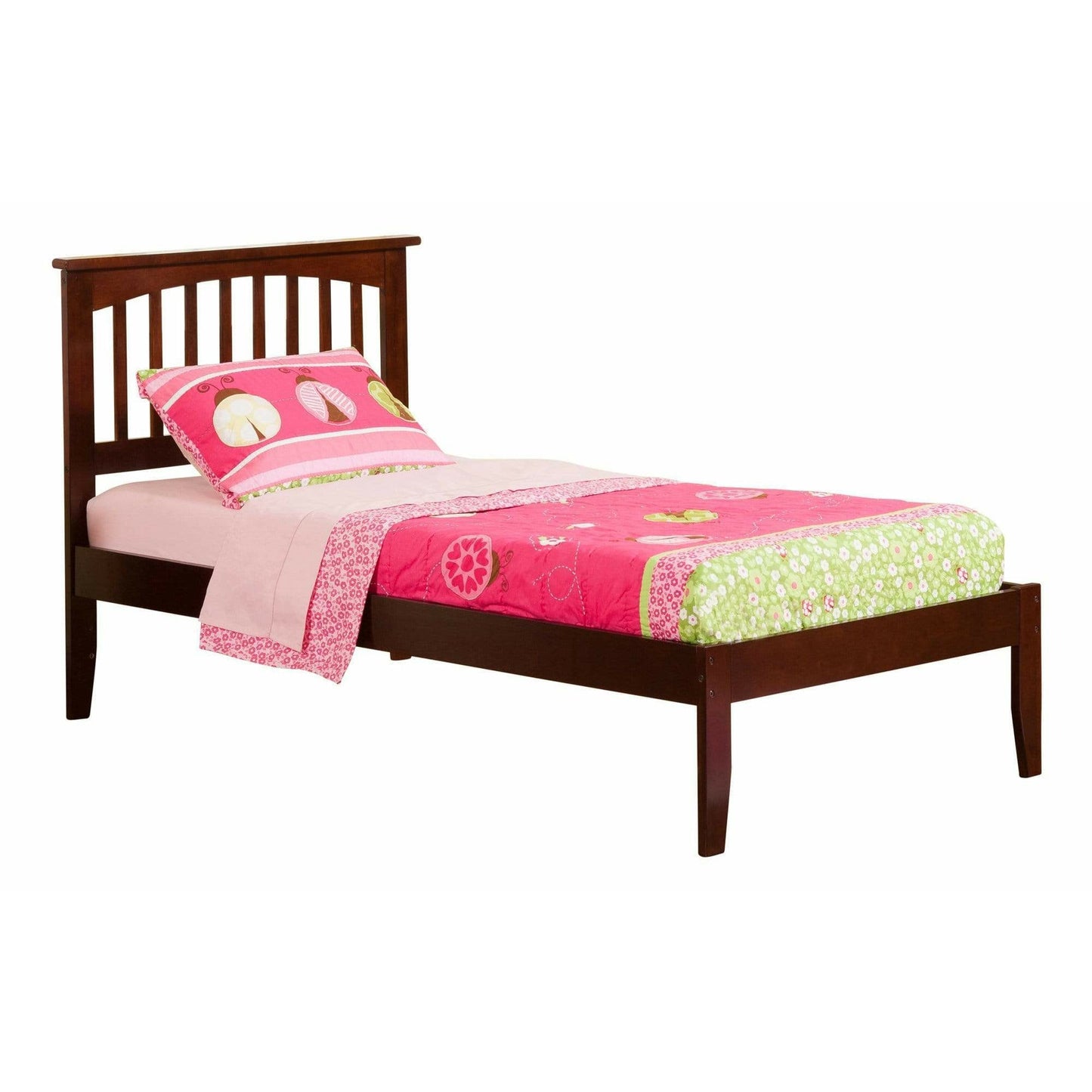 Atlantic Furniture Bed walnut Mission Twin Platform Bed with Open Foot Board in Espresso
