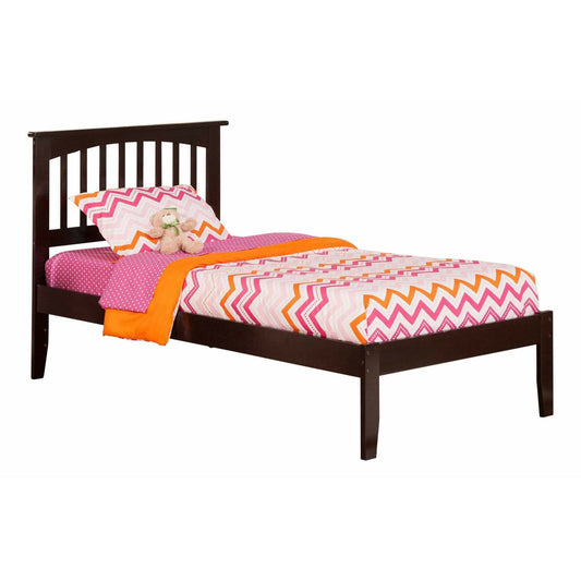 Atlantic Furniture Bed espresso Mission Twin XL Platform Bed with Open Foot Board in Espresso