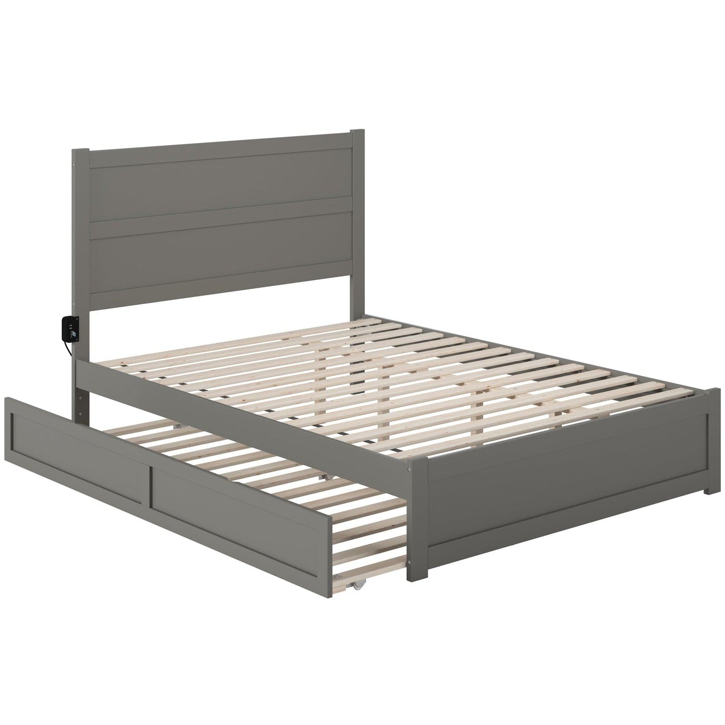 AFI Furnishings NoHo Queen Bed with Footboard and Twin Extra Long Trundle in Grey AG9161149