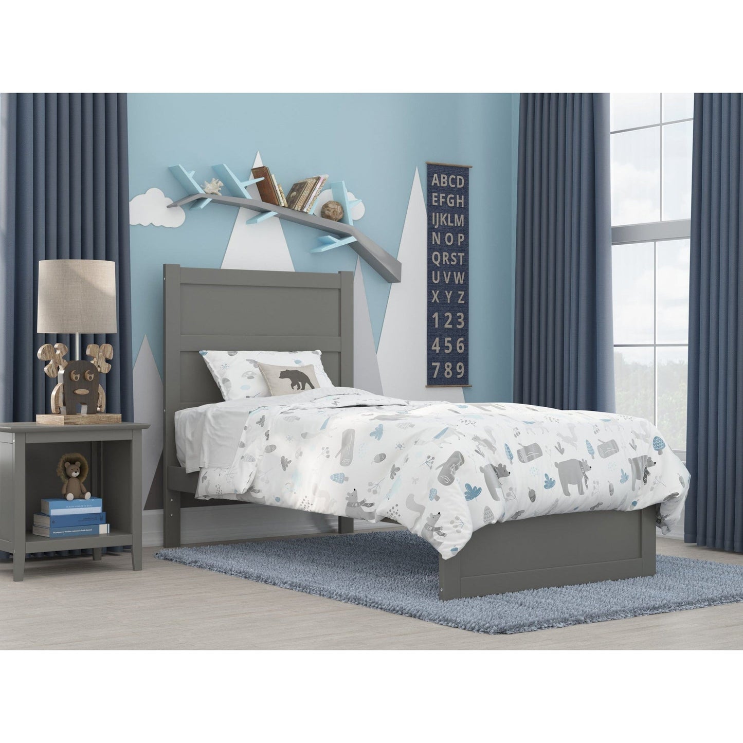 AFI Furnishings NoHo Twin Bed with Footboard in Grey AG9160029
