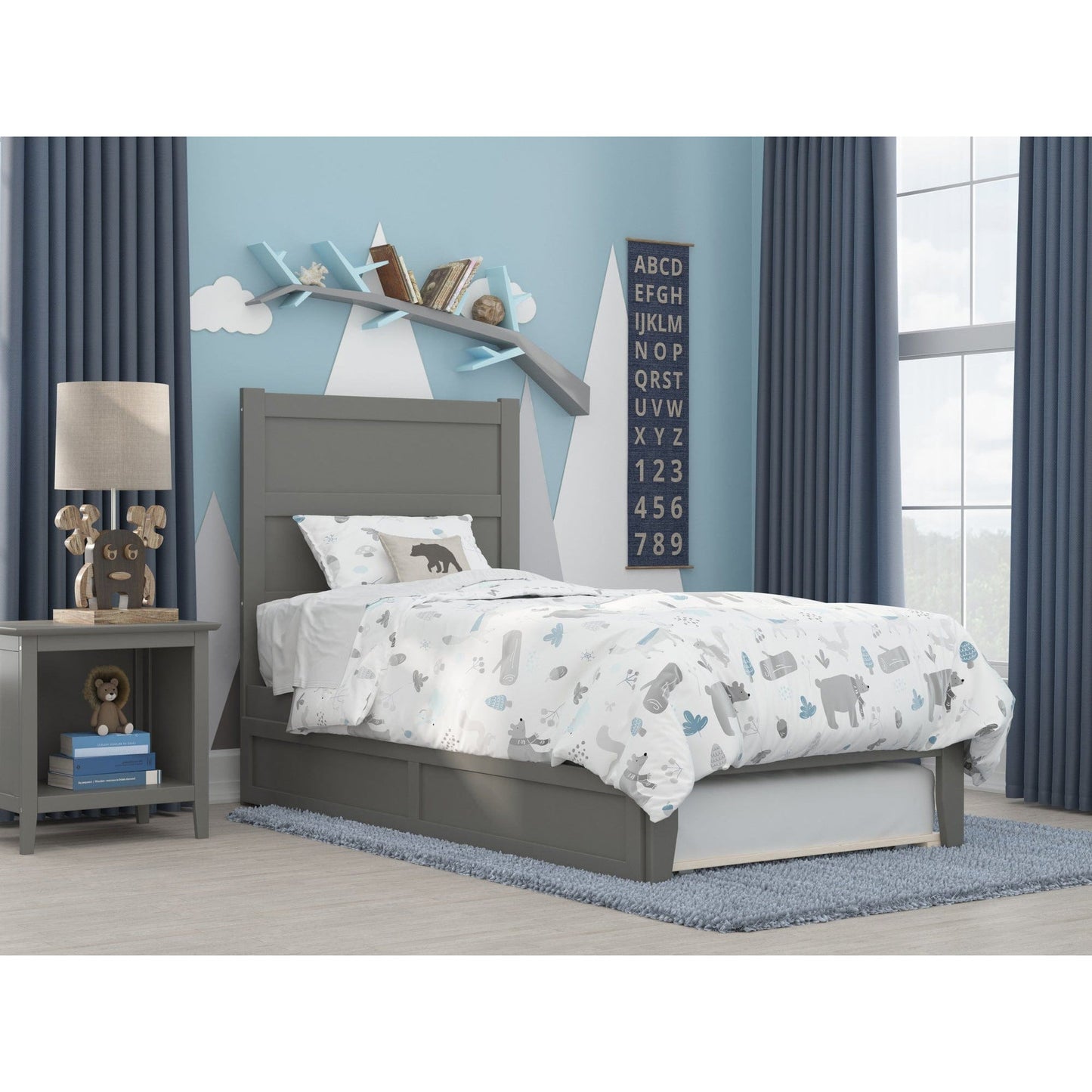 AFI Furnishings NoHo Twin Bed with Twin Trundle in Grey AG9111229