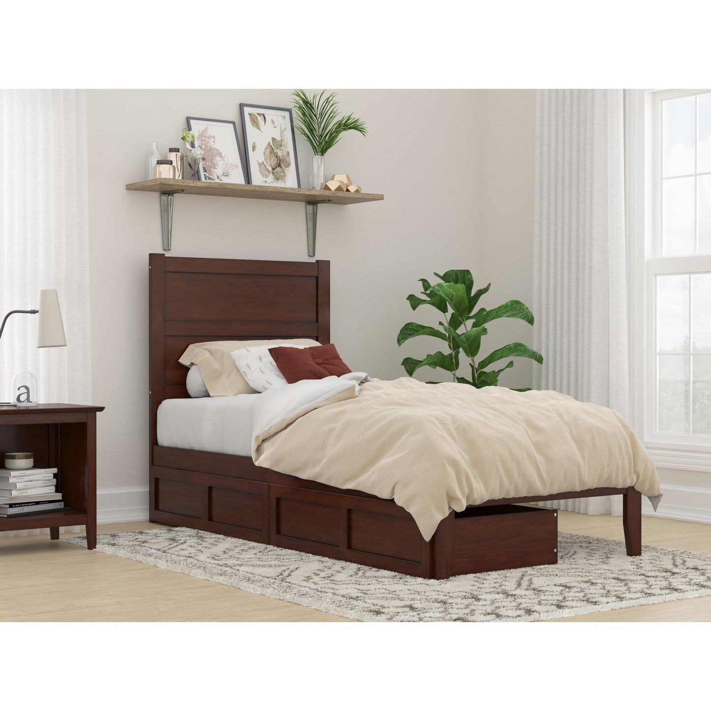 AFI Furnishings NoHo Twin Extra Long Bed with 2 Drawers in Walnut AG9113414