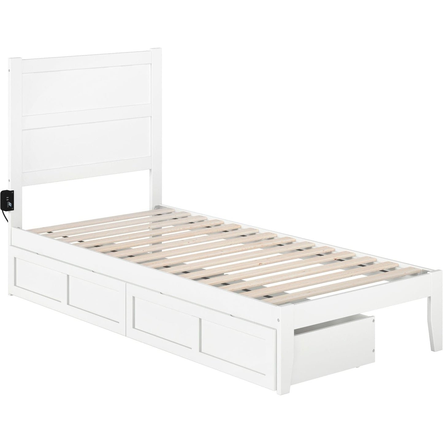 AFI Furnishings NoHo Twin Extra Long Bed with 2 Drawers in White AG9113412
