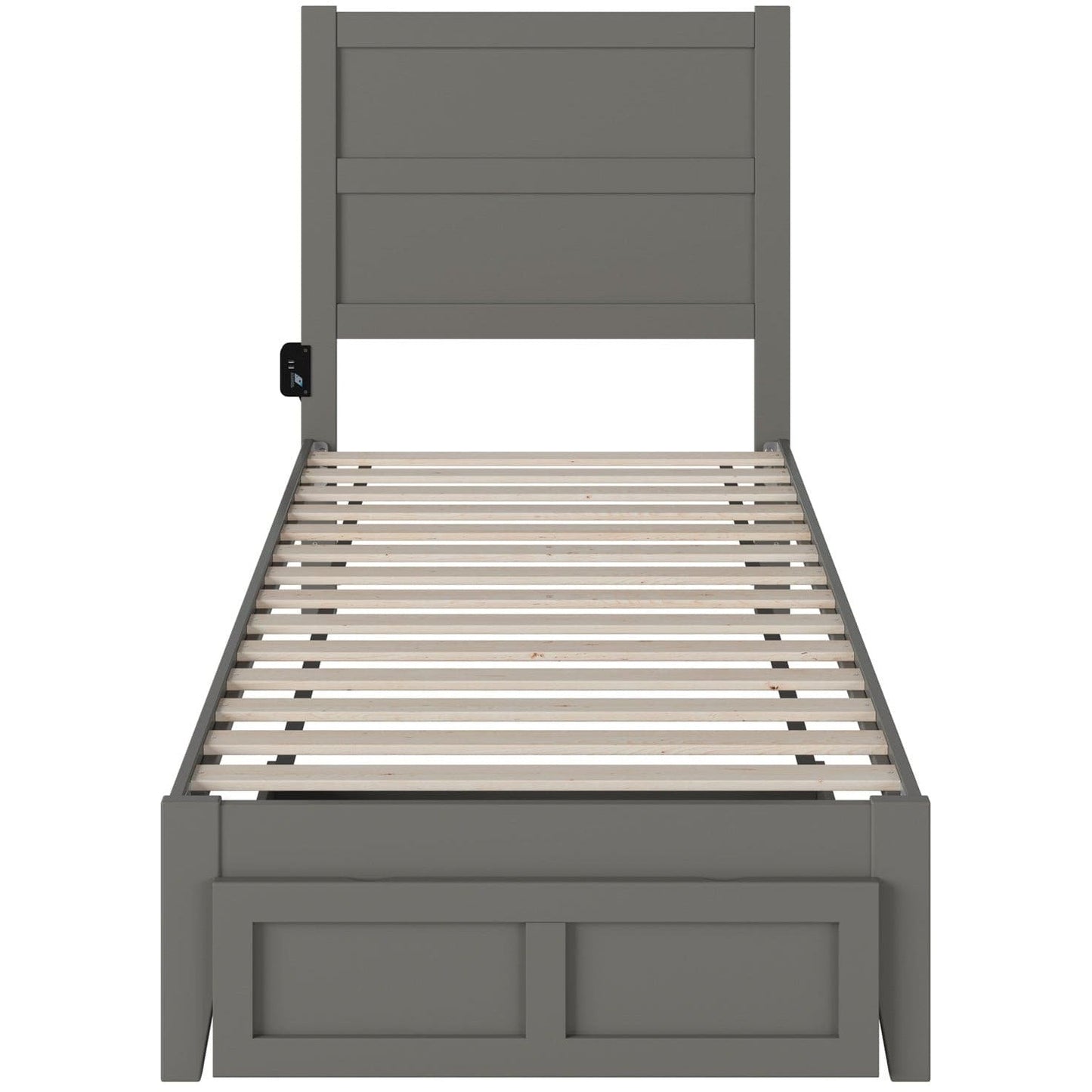 AFI Furnishings NoHo Twin Extra Long Bed with Foot Drawer in Grey AG9112419