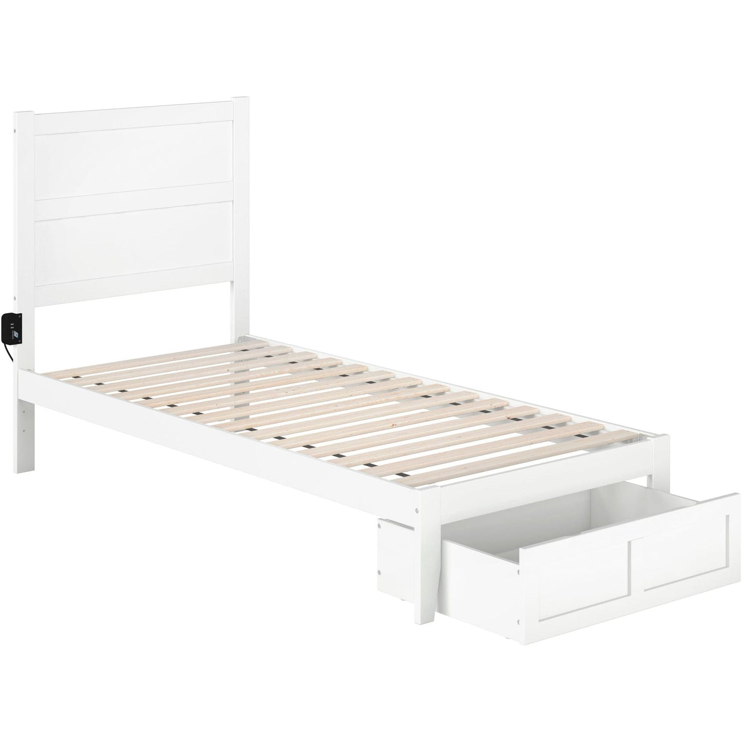 AFI Furnishings NoHo Twin Extra Long Bed with Foot Drawer in White AG9112412