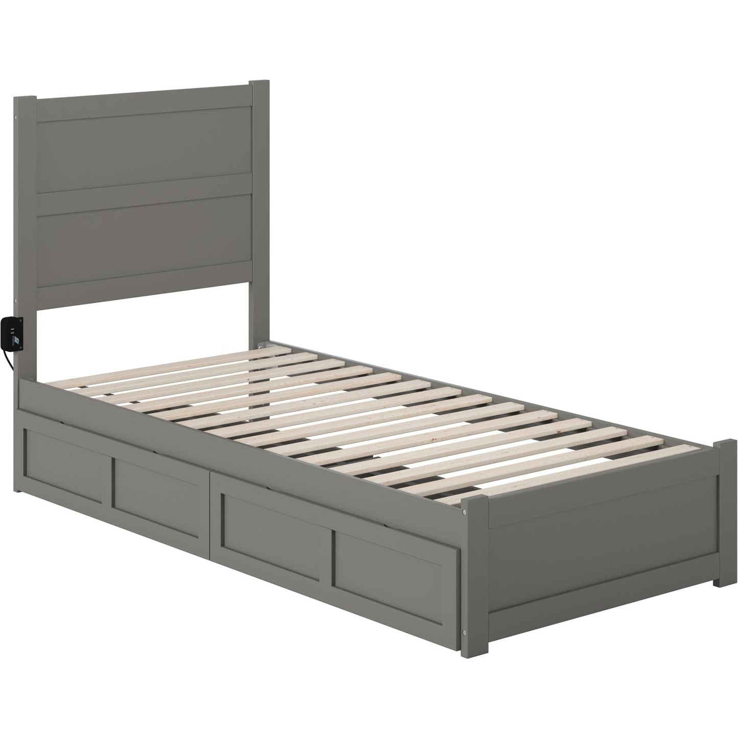 AFI Furnishings NoHo Twin Extra Long Bed with Footboard and 2 Drawers in Grey AG9163419