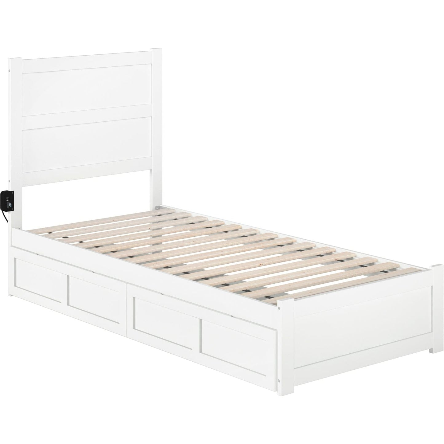 AFI Furnishings NoHo Twin Extra Long Bed with Footboard and 2 Drawers in White AG9163412