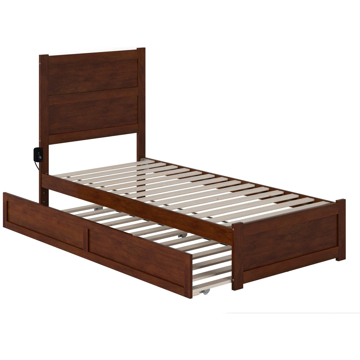 AFI Furnishings NoHo Twin Extra Long Bed with Footboard and Twin Extra Long Trundle in Walnut AG9161114