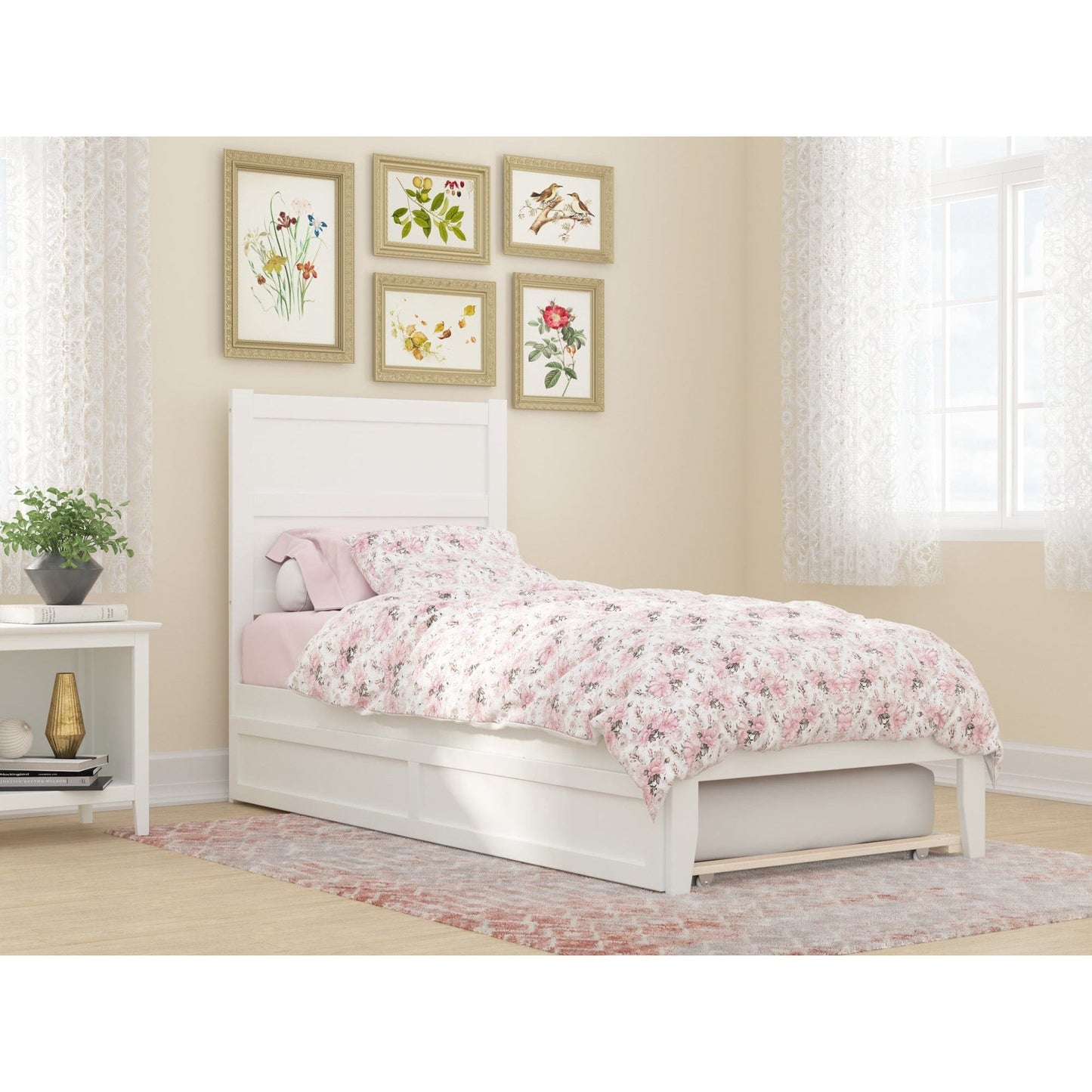 AFI Furnishings NoHo Twin Extra Long Bed with Twin Extra Long Trundle in White AG9111112