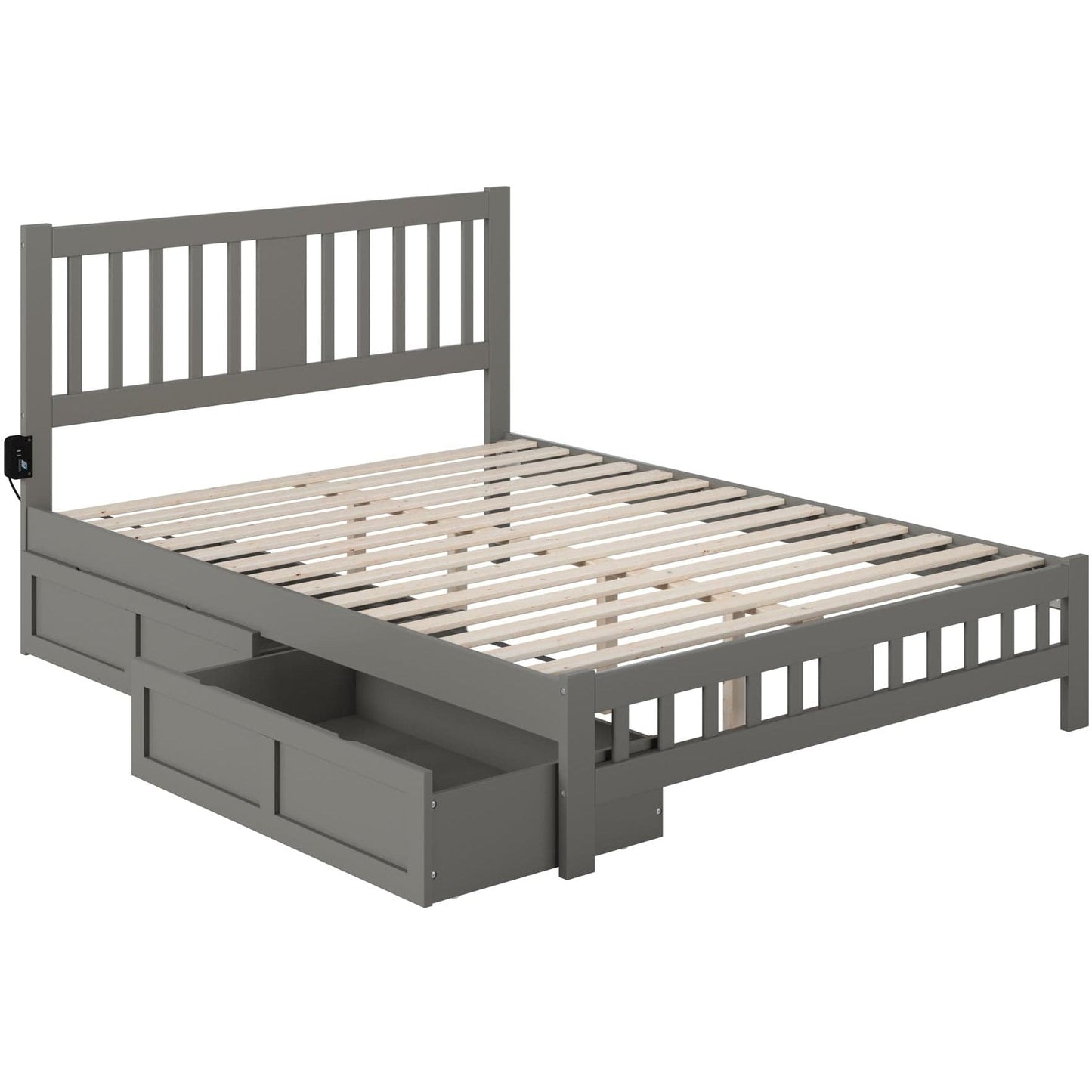 AFI Furnishings Tahoe Queen Bed with Footboard and 2 Drawers in Grey AG8963449