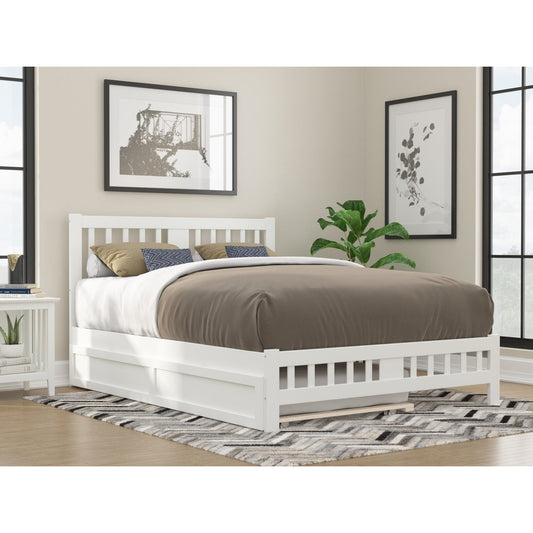 AFI Furnishings Tahoe Queen Bed with Footboard and Twin Extra Long Trundle in White AG8961142
