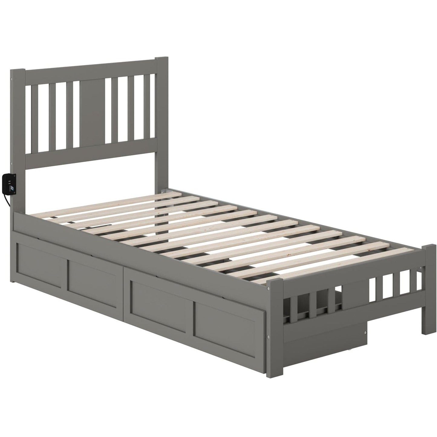 AFI Furnishings Tahoe Twin Bed with Footboard and 2 Drawers in Grey AG8963329