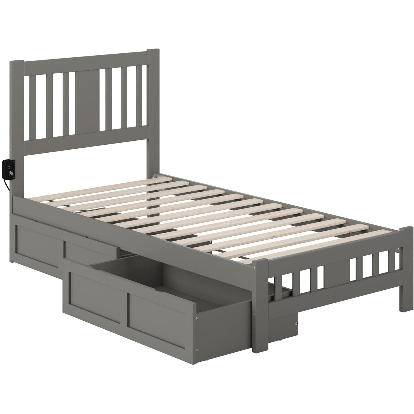 AFI Furnishings Tahoe Twin Bed with Footboard and 2 Drawers in Grey AG8963329