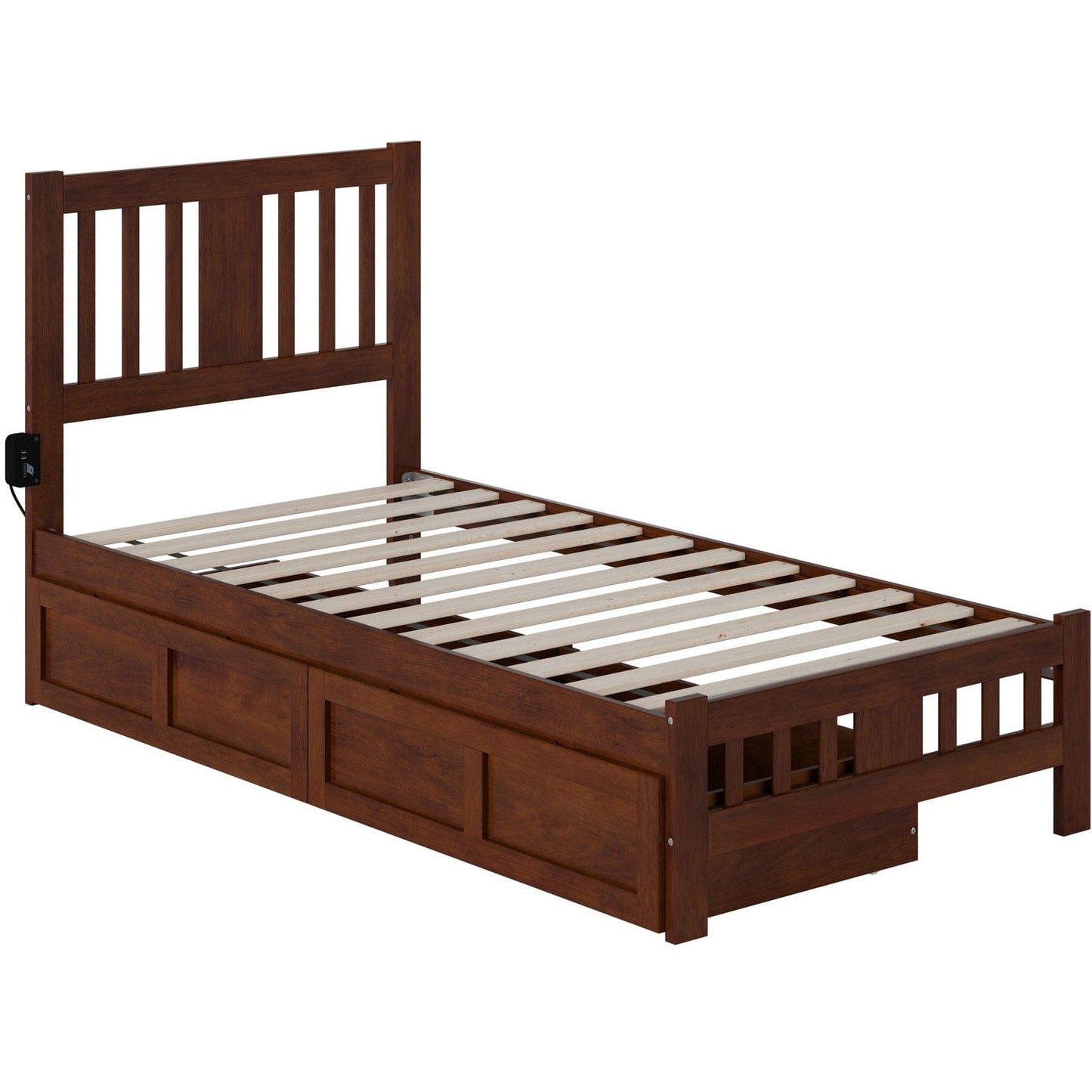 AFI Furnishings Tahoe Twin Bed with Footboard and 2 Drawers in Walnut AG8963324
