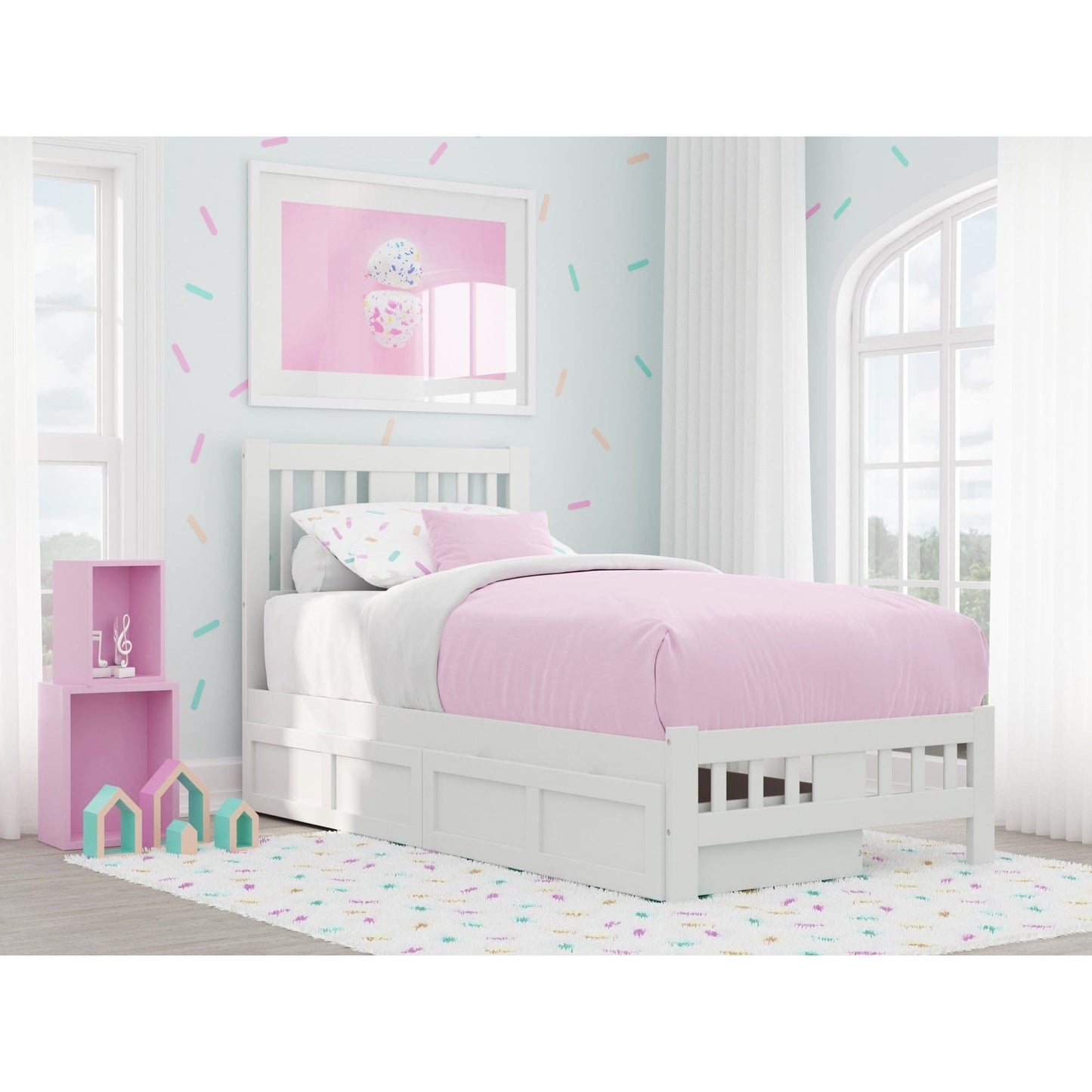AFI Furnishings Tahoe Twin Bed with Footboard and 2 Drawers in White AG8963322