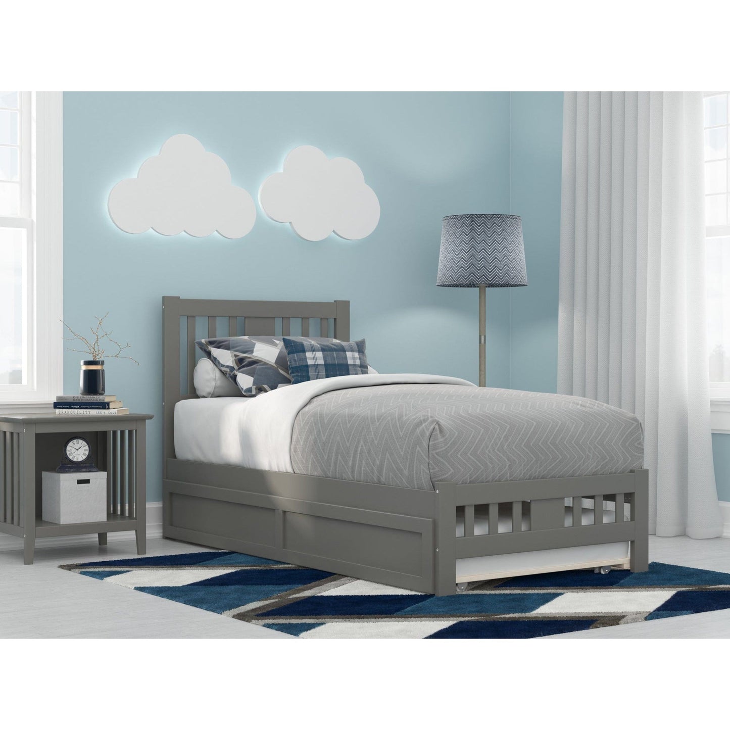 AFI Furnishings Tahoe Twin Bed with Footboard and Twin Trundle in Grey AG8961229