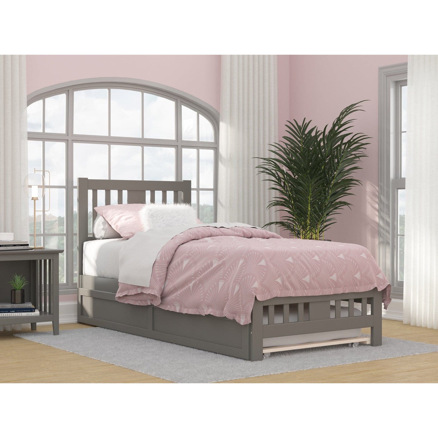 AFI Furnishings Tahoe Twin Extra Long Bed with Footboard and Twin Extra Long Trundle in Grey AG8961119