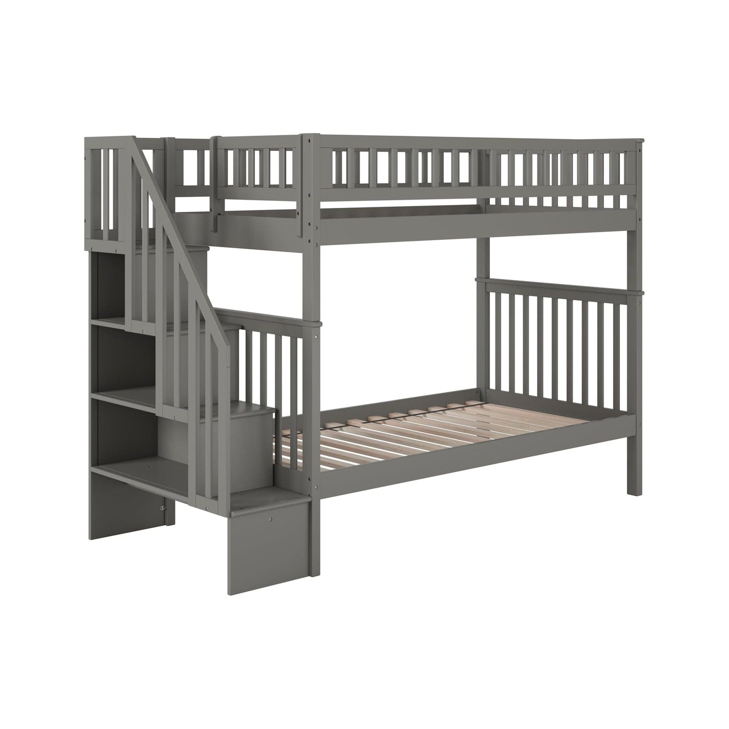 AFI Furnishings Woodland Staircase Bunk Twin over Twin with Turbo Charger Grey AB56609