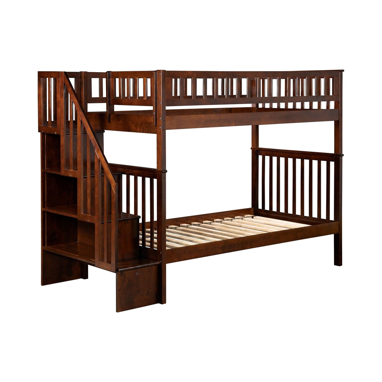 AFI Furnishings Woodland Staircase Bunk Twin over Twin with Turbo Charger Walnut AB56604