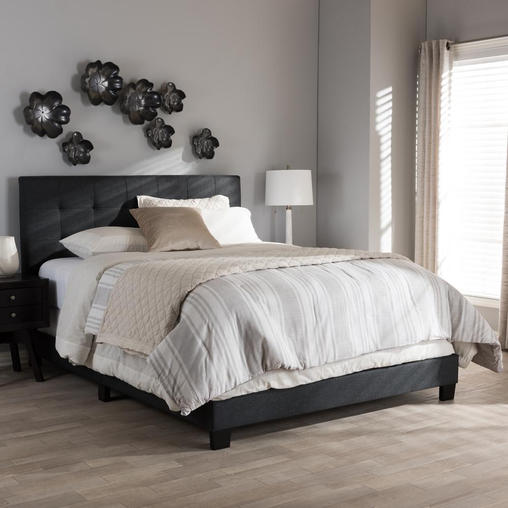 The Bedroom Emporium Baxton Studio Brookfield Modern and Contemporary Charcoal Grey Fabric Bed