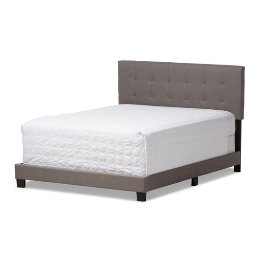The Bedroom Emporium Baxton Studio Brookfield Modern and Contemporary Grey Fabric Upholstered Grid-Tufting Bed