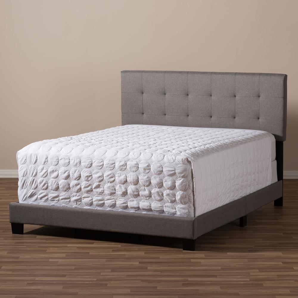 The Bedroom Emporium Baxton Studio Brookfield Modern and Contemporary Grey Fabric Upholstered Grid-Tufting Bed