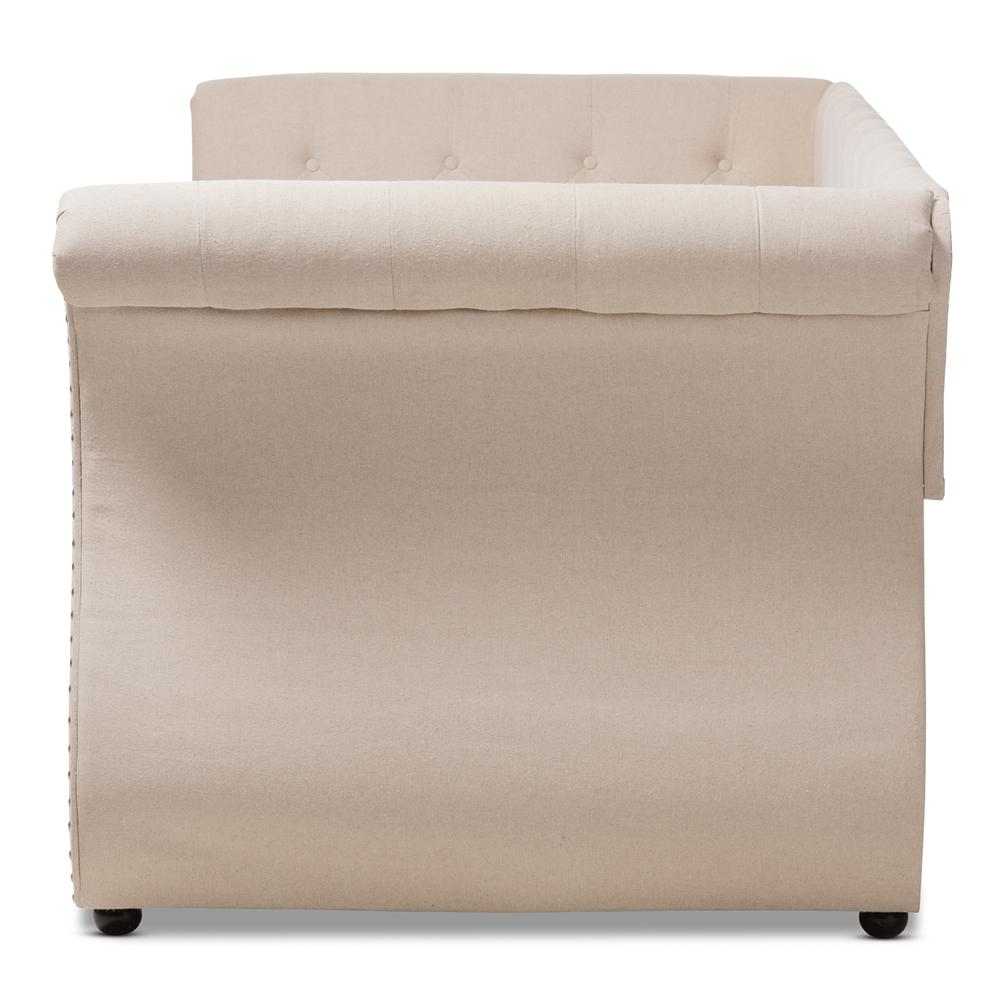 Baxton Studios Daybed Baxton Studio Cherine Classic and Contemporary Beige Fabric Upholstered Daybed with Trundle