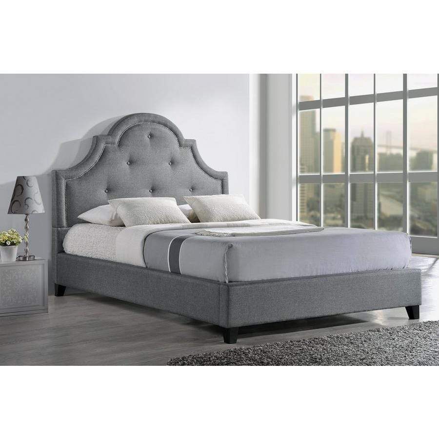 Baxton Studios Bedroom Sets Baxton Studio Colchester Grey Linen Modern Platform Bed- Queen Size with Bench