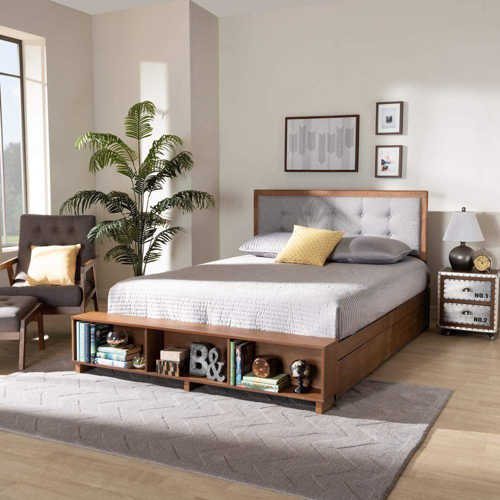 Baxton Studios Bed Baxton Studio Cosma Modern Transitional Ash Walnut Brown Finished Wood 4-Drawer King Size Platform Bed