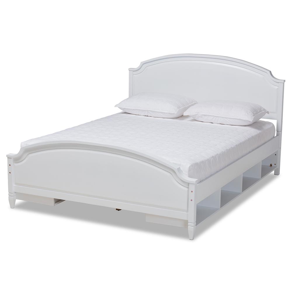 Baxton Studios Beds Baxton Studio Elsie Classic and Traditional White Finished Wood Queen Size Storage Platform Bed