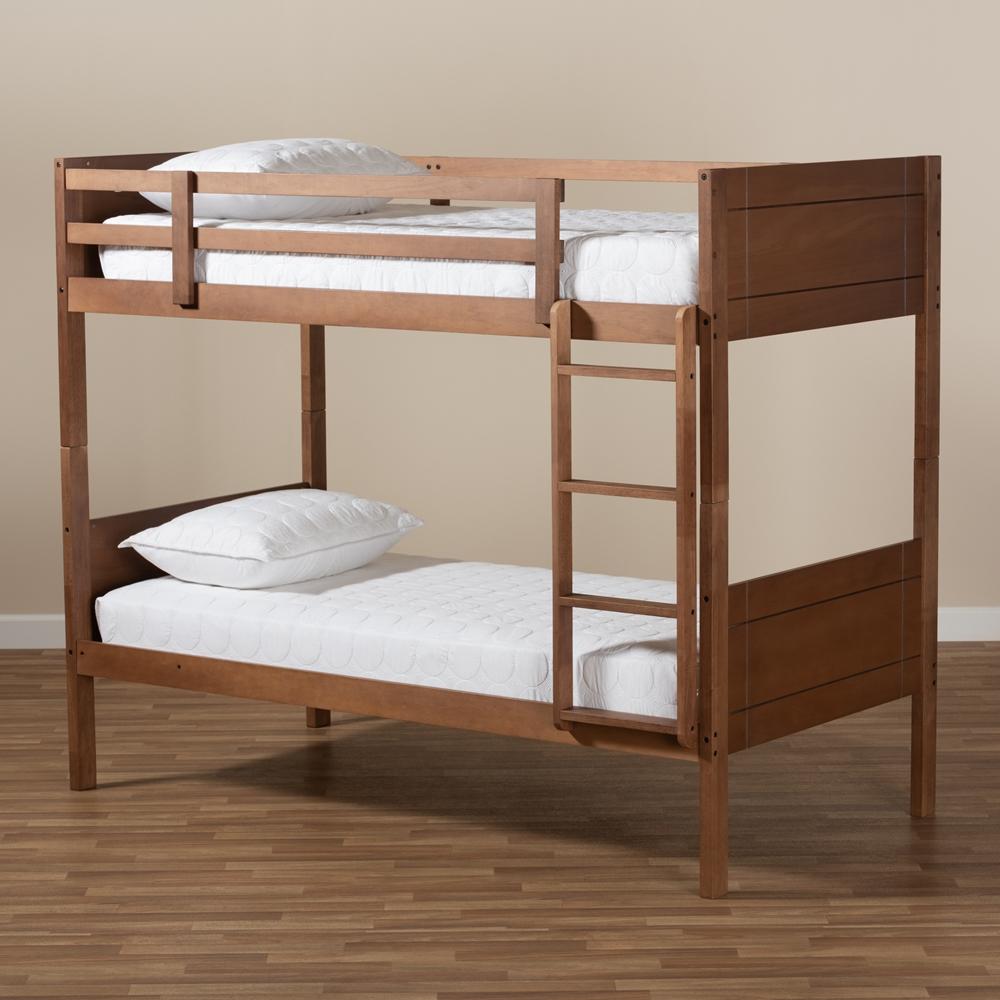 Baxton Studios bunk bed Baxton Studio Elsie Modern and Contemporary Grey Finished Wood Twin Size Bunk Bed