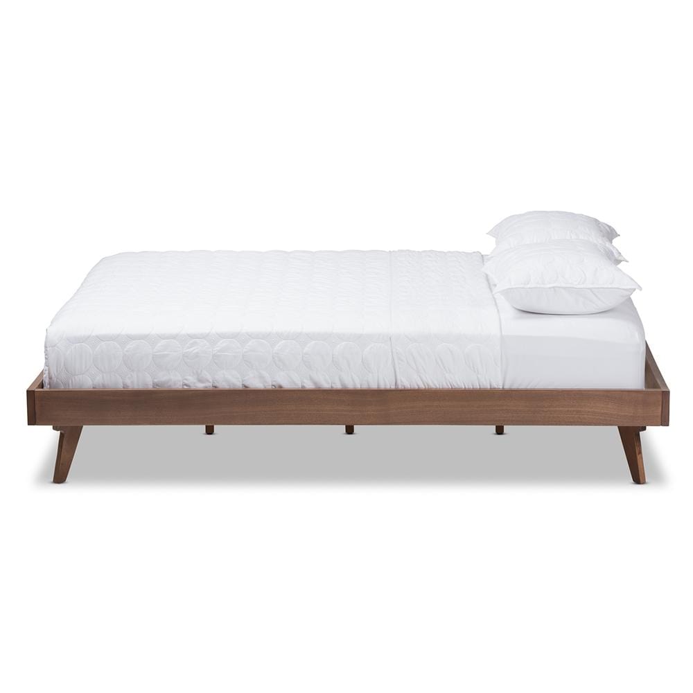 Baxton Studios Bed King Baxton Studio Jacob Mid-Century Modern Walnut Brown Finished Solid Wood Queen size Bed Frame