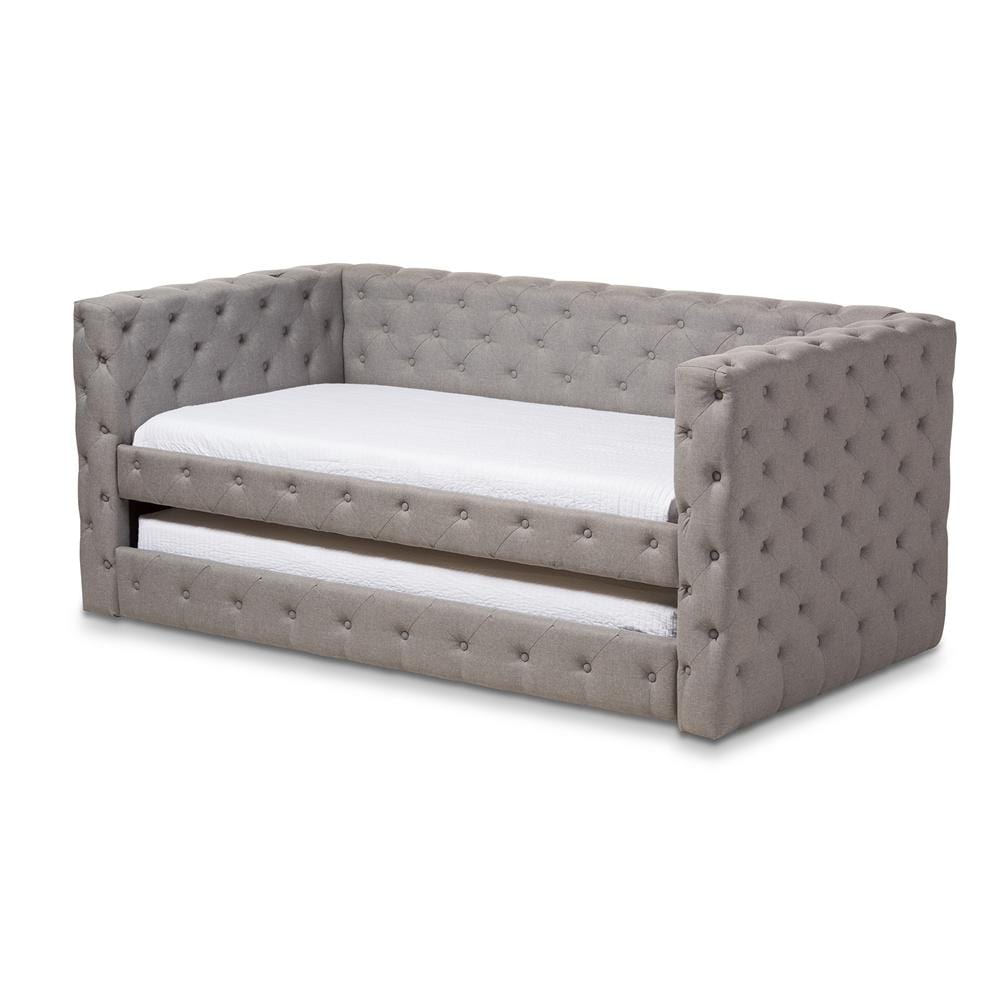 Baxton Studios Daybed Baxton Studio Janie Classic and Contemporary Grey Fabric Upholstered Daybed with Trundle