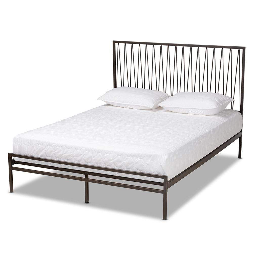Baxton Studios Bed Queen Baxton Studio Jeanette Modern and Contemporary Black Finished Metal Queen Size Platform Bed