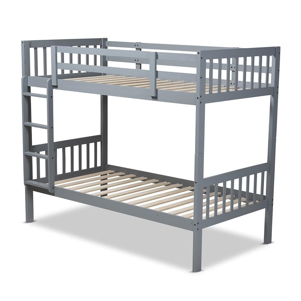Baxton Studios Bunk Bed Baxton Studio Jude Modern and Contemporary Grey Finished Wood Twin Size Bunk Bed