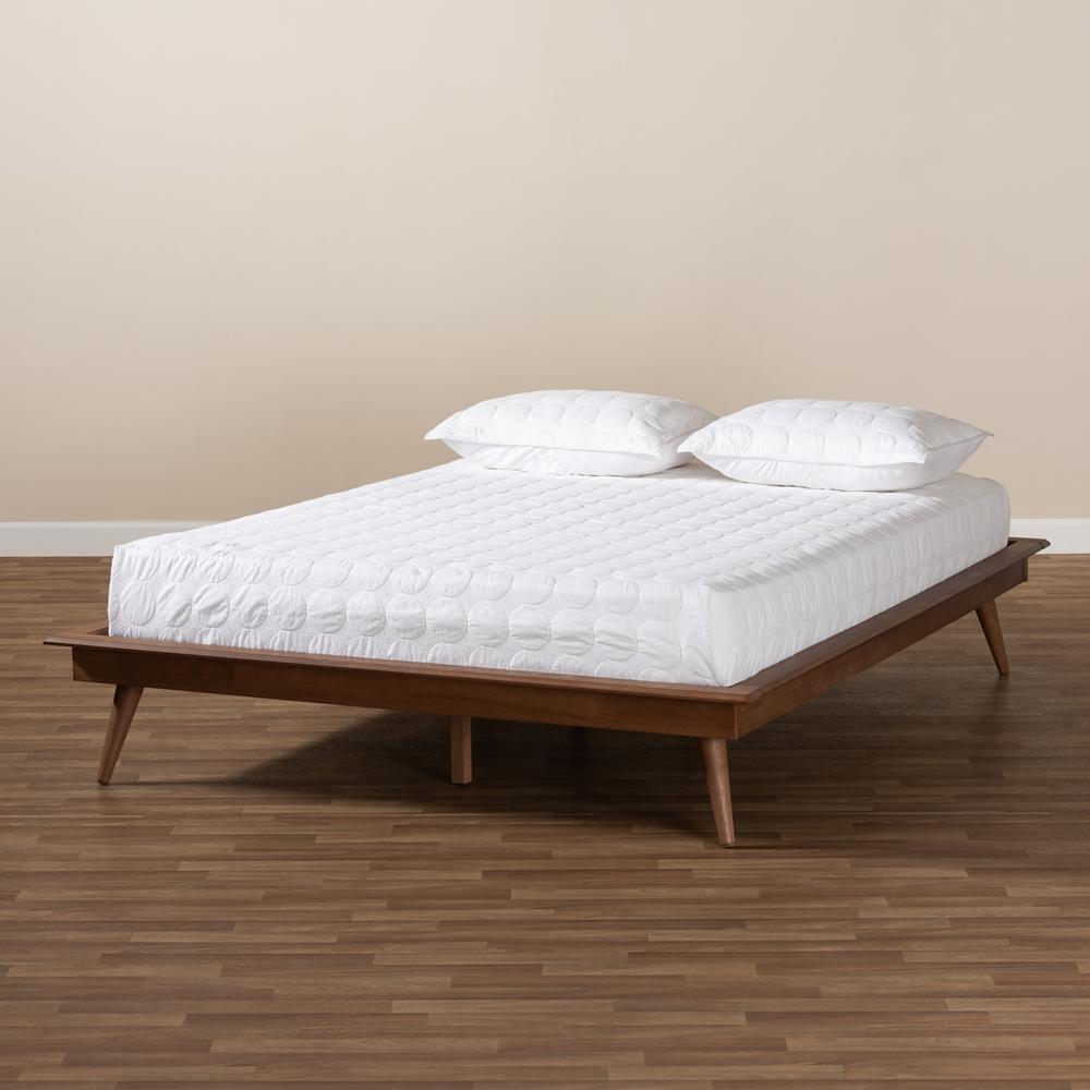 Baxton Studios Bed King Baxton Studio Karine Mid-Century Modern Walnut Brown Finished Wood Queen Size Platform Bed Frame