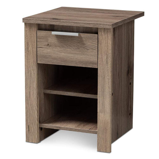 The Bedroom Emporium Baxton Studio Laverne Modern and Contemporary Oak Brown Finished 1-Drawer Nightstand