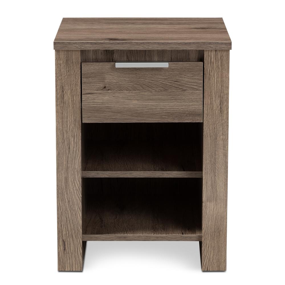 Baxton Studios Nightstand Baxton Studio Laverne Modern and Contemporary Oak Brown Finished 1-Drawer Nightstand