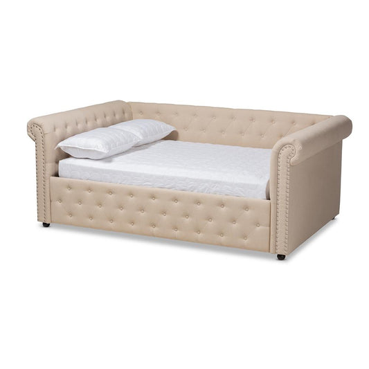 Baxton Studios Daybed Full Baxton Studio Mabelle Modern and Contemporary Beige Fabric Upholstered Full Size Daybed