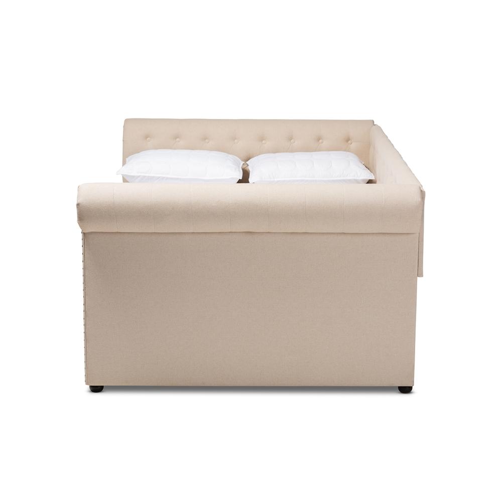 Baxton Studios Daybed Baxton Studio Mabelle Modern and Contemporary Beige Fabric Upholstered Full Size Daybed with Trundle