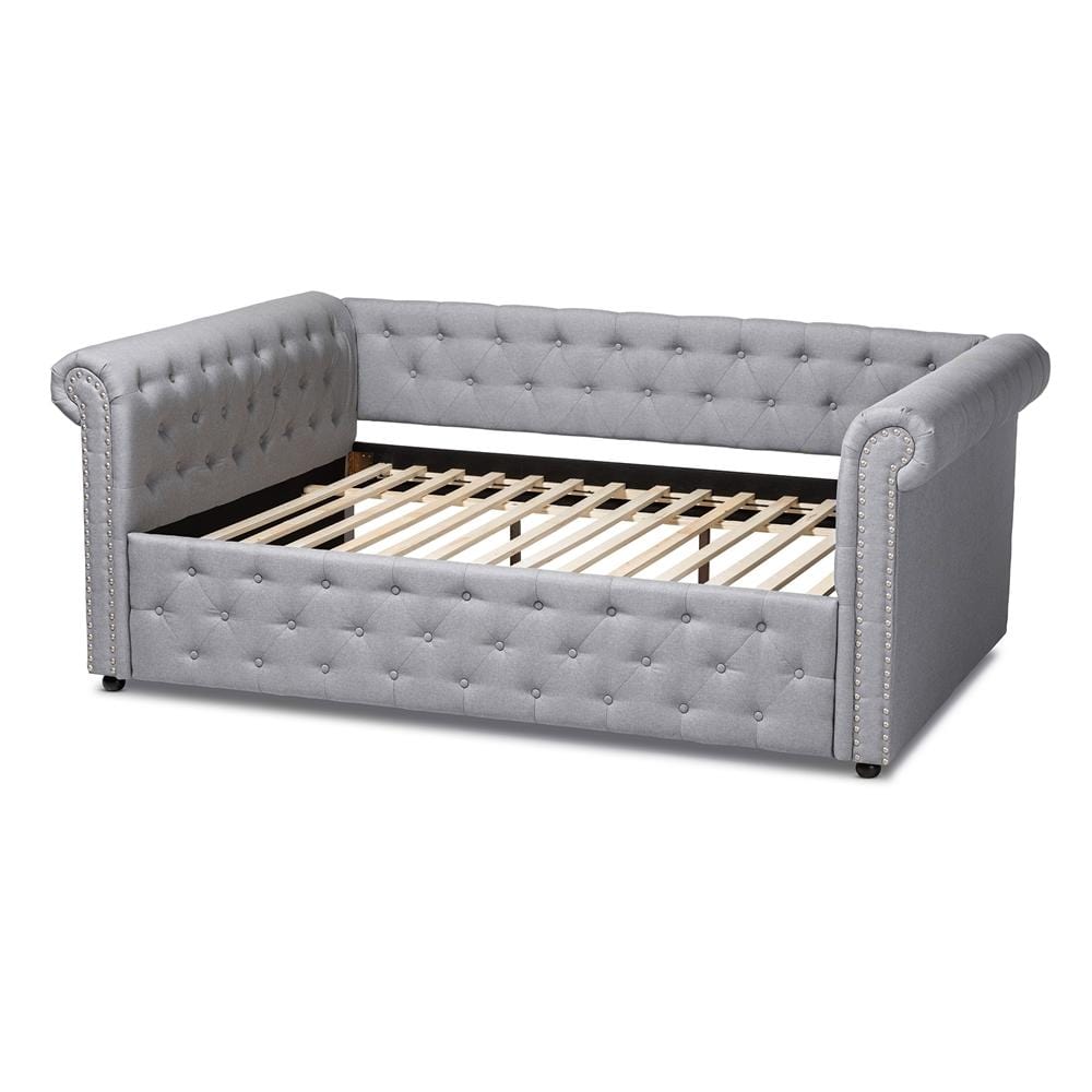Baxton Studios Daybed Baxton Studio Mabelle Modern and Contemporary Gray Fabric Upholstered Full Size Daybed