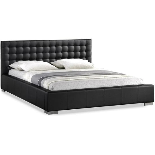 Baxton Studios Bed Baxton Studio Madison Black Modern Bed with Upholstered Headboard- Queen Size