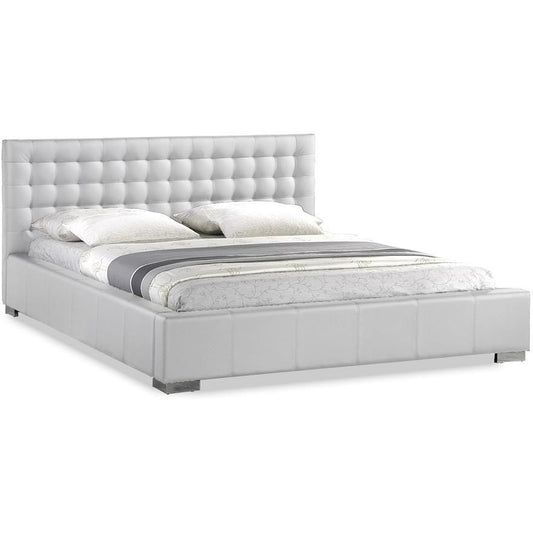 Baxton Studios Bed queen Baxton Studio Madison White Modern Bed with Upholstered headboard-Queen Size