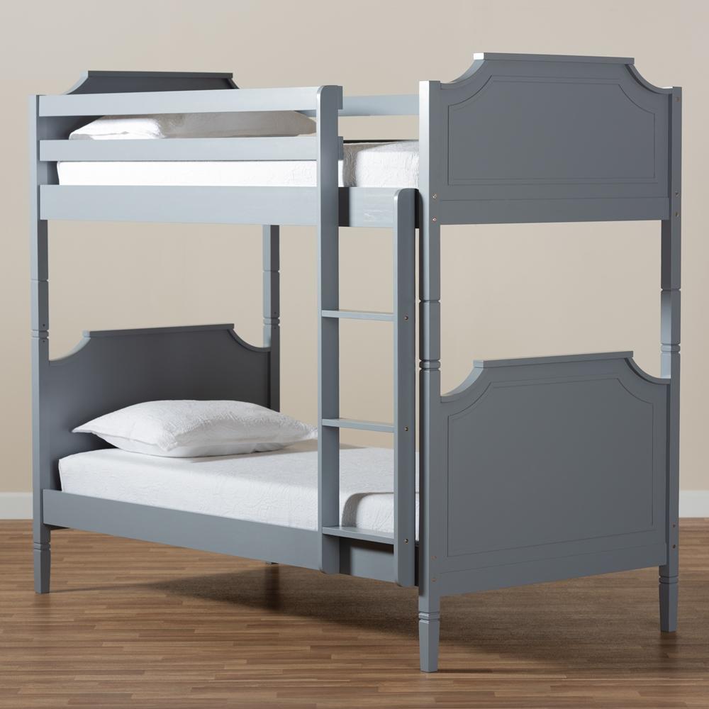 Baxton Studios bunk bed Baxton Studio Mariana Traditional Transitional Grey finished Wood twin Size  Bunk Bed